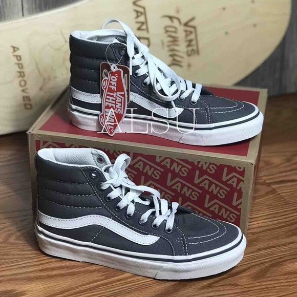 NWT VANS SK8-HI Slim Castlerock Blanc Grey Kid’s - Picture 5 of 8